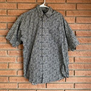 Men's Navy and White Patterned Shirt